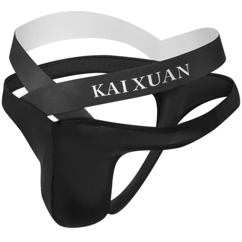 Men's Underwear Sexy Jockstrap Pouch Cuecas Man Ice Silk Panties Thongs Bikini Underpants