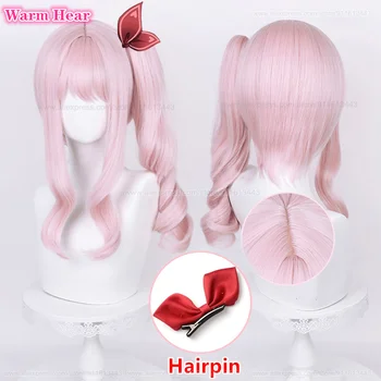 Anime Capelli Sintetici Akiyama Mizuki Parrucca Cosplay Lunga 45 cm Rosa Chiaro Parrucca Riccia Capelli Resistenti Al Calore Halloween Party Donna Parrucche