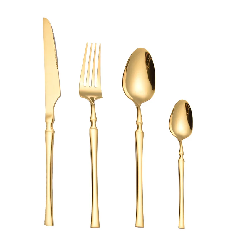 Upscale Gold Dinnerware Set Stainless Steel Tableware Knife Fork Coffee Spoon Flatware Dishwasher Safe Dinner Cutlery Gift 24pcs