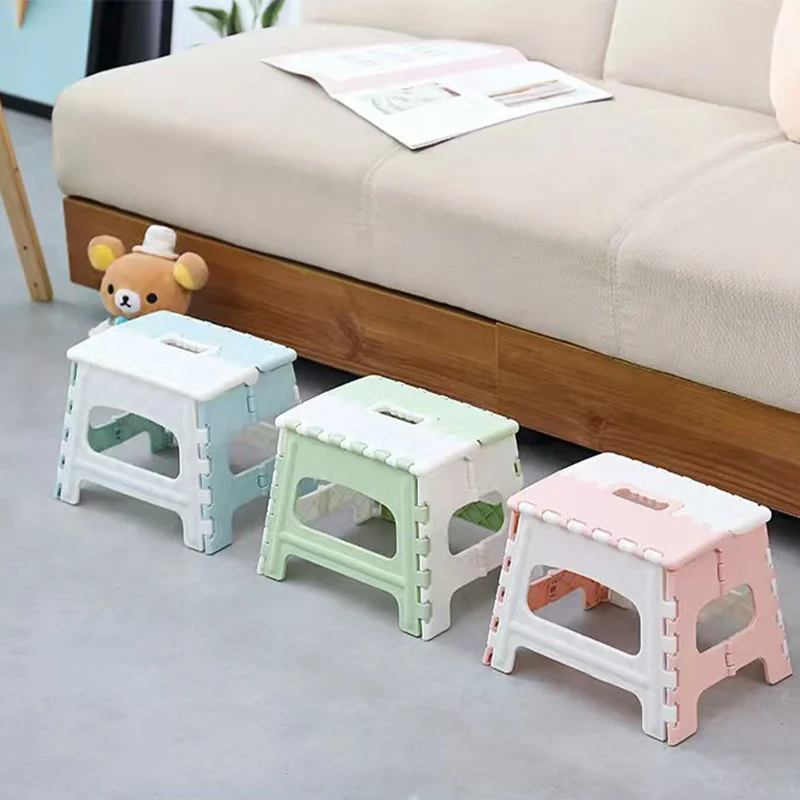 Folding Stool Plastic Bathroom Chair Outdoor Low Stool Portable Handle Camping Folding Minimalist