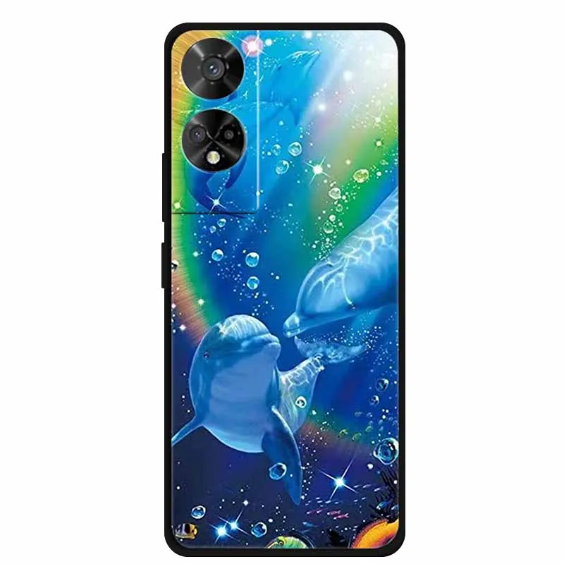 Lovely TPU Soft Silicone Painted Cat Phone Back Cover - 6.78  Coque