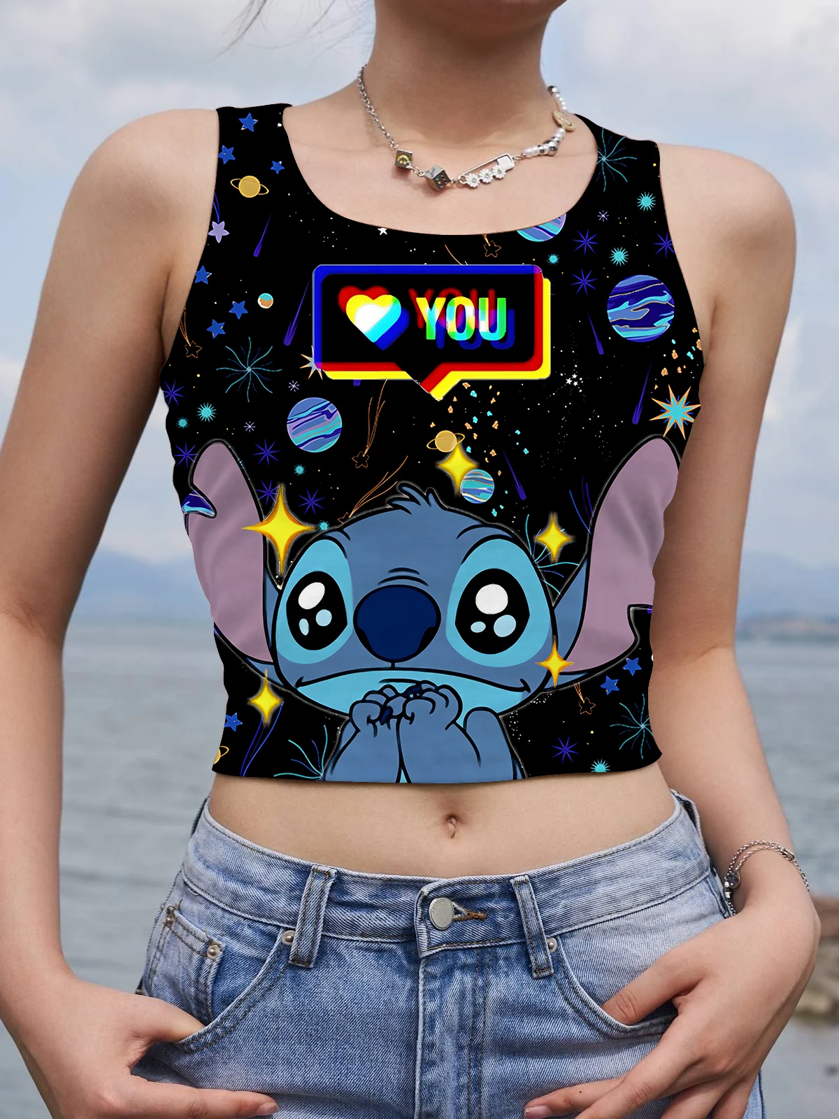 Woman Clothes Beach Tank Top Sexy T-shirts Stitch Women's Clothing Free  Shipping Clearance Disney Tops Sleeveless Summer Fashion - AliExpress
