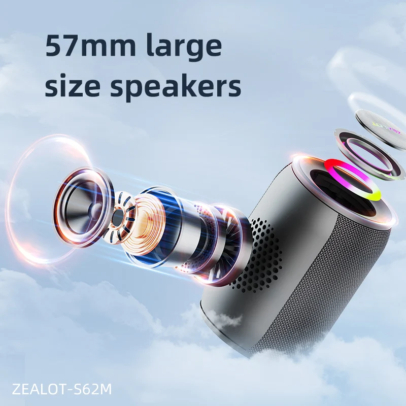 ZEALOT-S62M Karaoke Machine Portable Bluetooth 5.3 Speaker System 1-2 Wireless Microphones Home Family festival Gifts