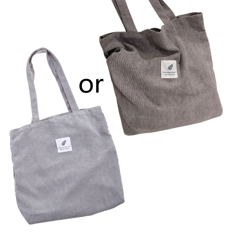 

Женская вельветовая бархатная сумка-тоут в рубчик с буквами и этикетками в стиле пэчворк, однотонная сумка для покупок на одно