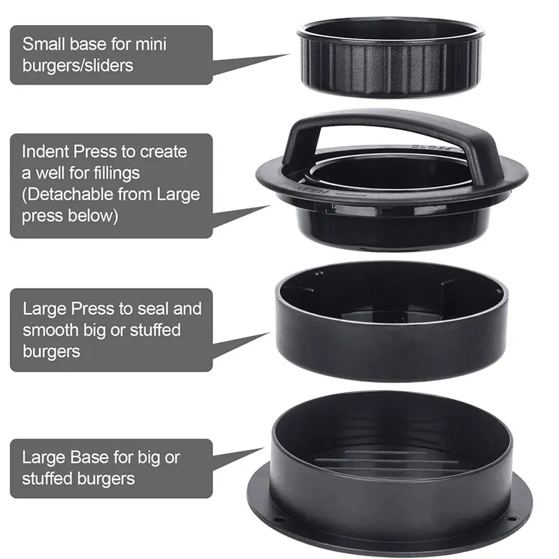 3 in 1 Stuffed Burger Press Patty Maker Mold Sliders Beef Burge Patty Press Non Stick Kitchen Barbecue Tool Grilling Accessories