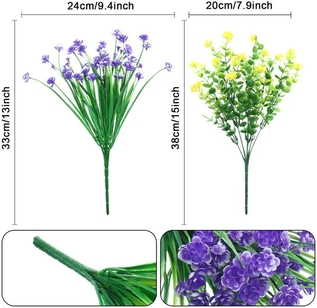 5PCS Artificial Flowers for Outdoor Decoration Spring Summer Decoration UV Resistant Plastic Greenery Shrubs Home Garden Decor 2