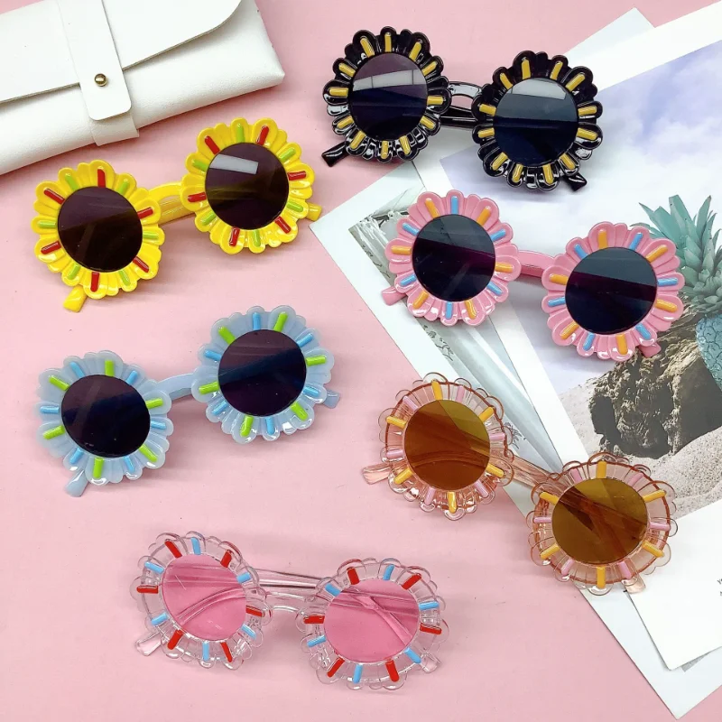 

Cartoon Kids Sunflower Sunglasses Girls UV400 Protection Flower Sunglasses Baby Sunshade Glasses Luxury Sunglasses