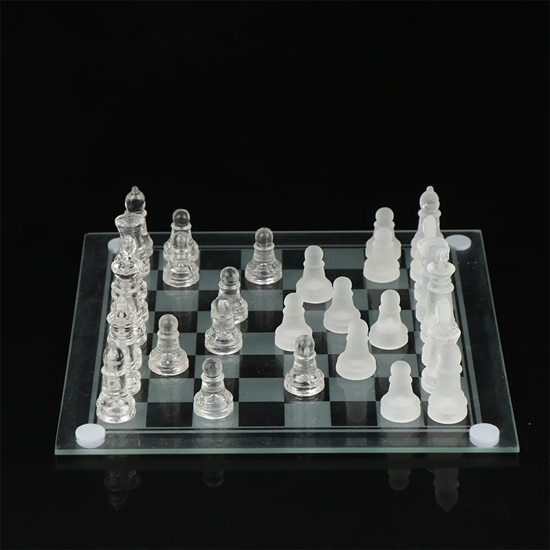 Conjunto de xadrez em vidro cristal, peças elegantes de xadrez, jogo de  tabuleiro para família, artesanato anti-quebrado, 1 conjunto - AliExpress