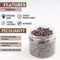 GlamorDove 1000 pièces 4mm Micro anneaux pour Extensions de cheveux microliens pour cheveux doublé de Silicone Extension de cheveux perle outils accessoires 3