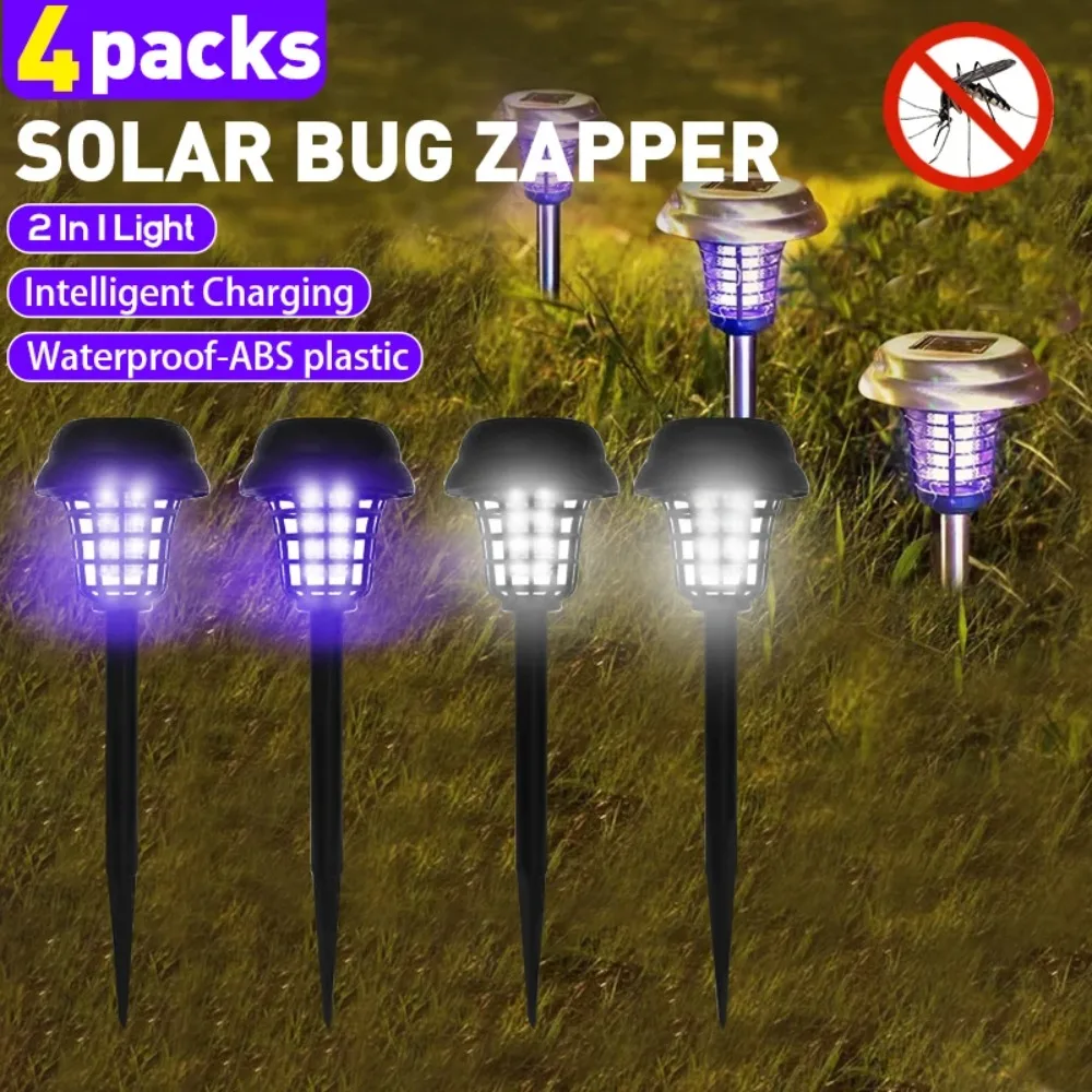 2/4pcs Solar Powered Mosquito Killer Lamp, IP65 Waterproof Outdoor Bug Zapper, Eco-Friendly & Energy-Saving