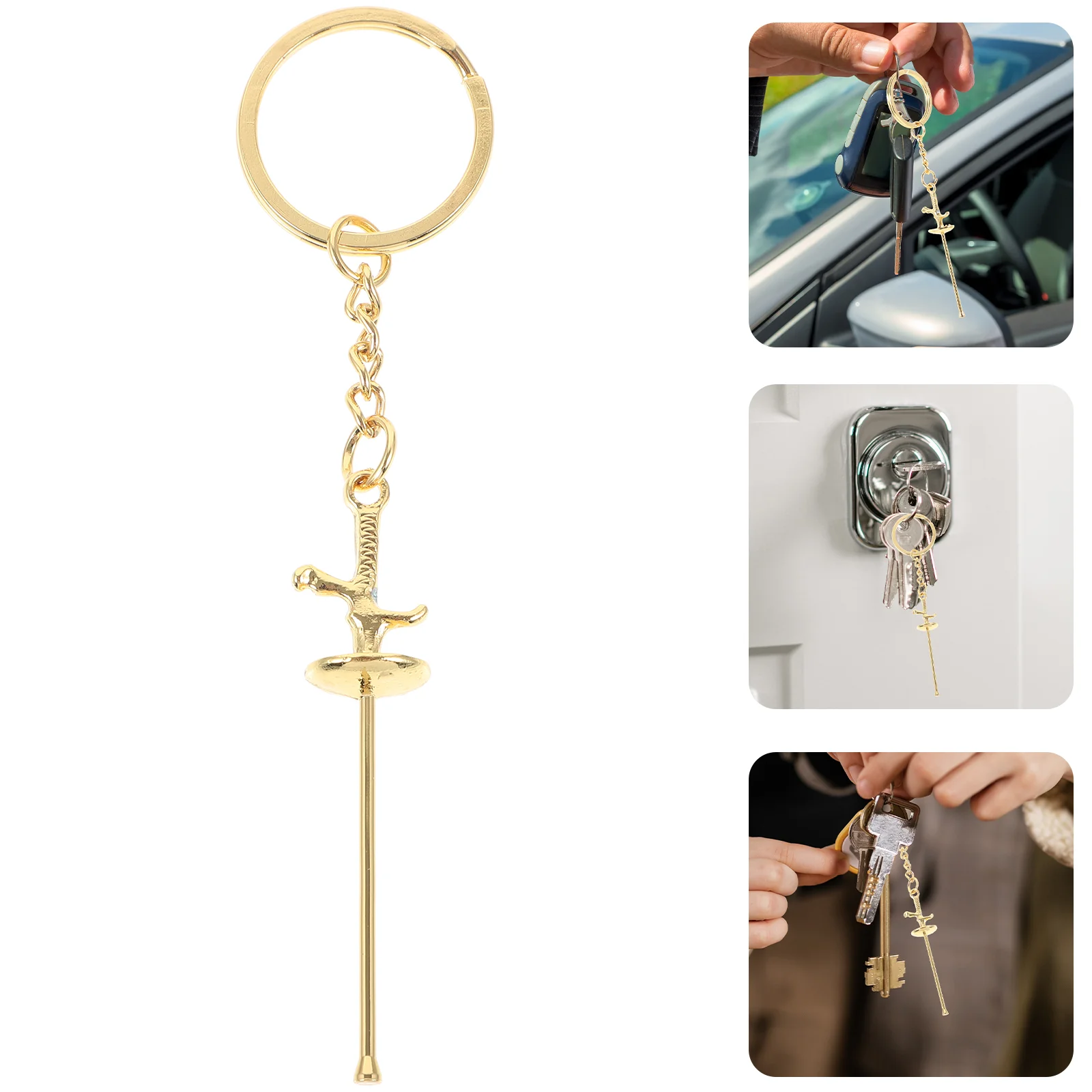 

Fencing Keychain Metal Fencing Key Ring Handbag Charm Car Key Ring Bag Purse Hanging Pendant Fencing Sport Fans Fencer Souvenir