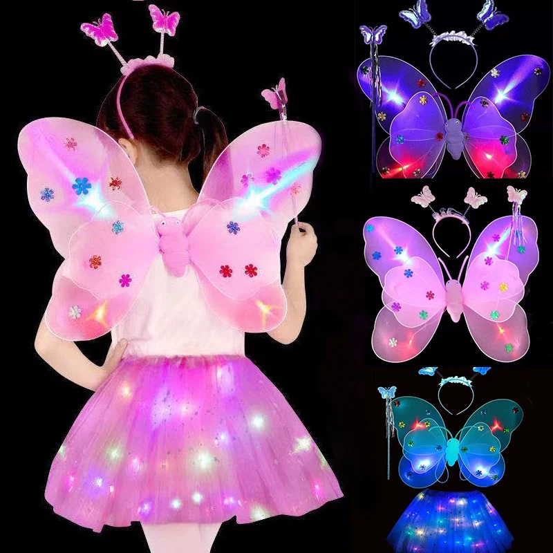 Hair Bands Hair Accessories Hair Headband Accessories Cosplay Accessories Baby Headband Set Kids Butterfly Headband Wings Fairy Wand Glitter Dressing Up Fairy Wing Costume