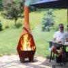 6-Foot Rustic Oxidized Cold-Rolled Steel Mexican-Style Chiminea - Rust Patina - Built-in Wood Grate 5
