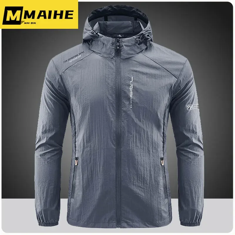 

Summer Outdoor Quick Dry Sun-Protective Thin Jacket Men Hiking Fishing Cycling Hooded Gym Sport Windbreaker Ultra Light Coats