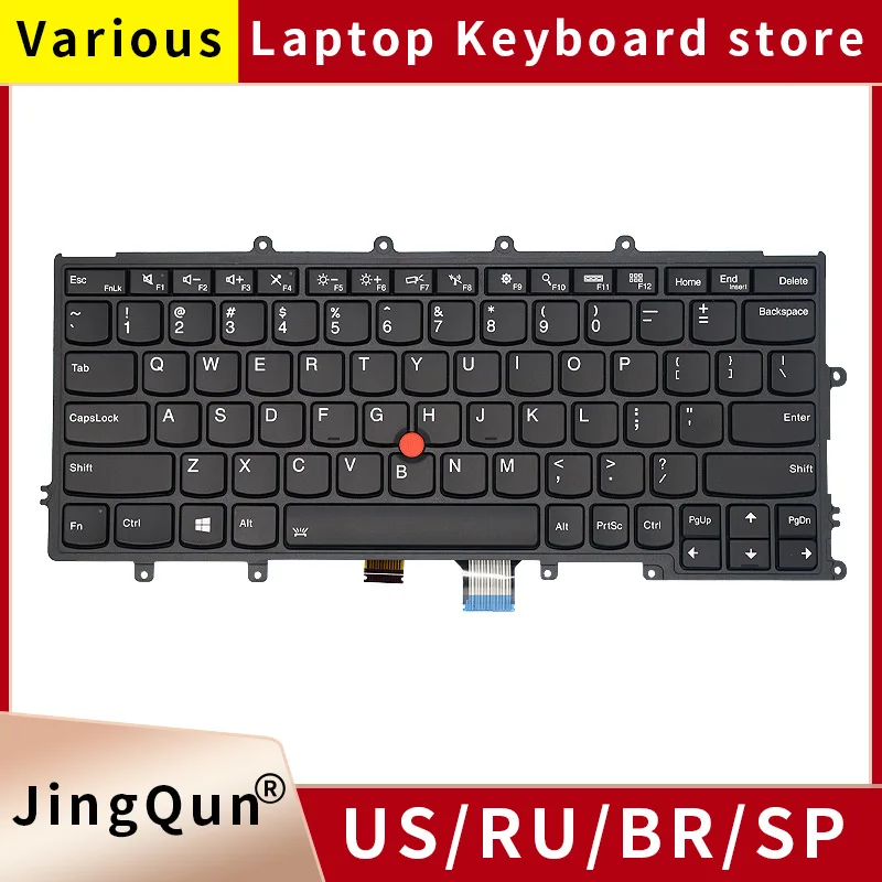 Teclado para Notebook Russo dos Eua com Luz de Fundo Compatível com Lenovo Thinkpad X230s X240 X240s X250 X250s X260 X270 04×0213 04×0177 04y0914