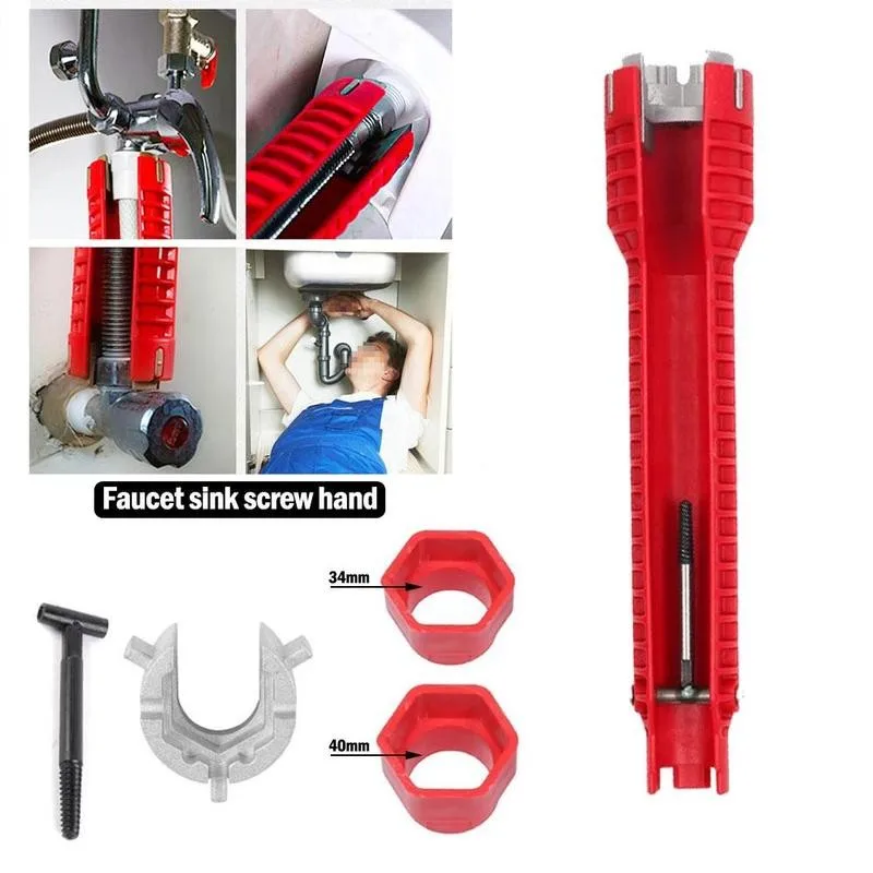 

8 In1 Flume Wrench Sink Faucets Hand Plumbing Tool Anti-slip Mult Key Tube Wrenches Bathroom Repair Tools Kitchen Pipe Tool Sets