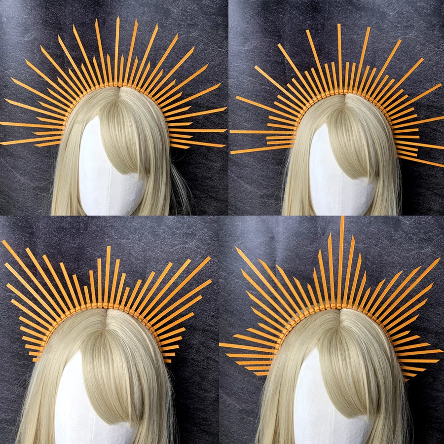 Halo Crown Spike Headpiece Goddess Sunburst Plastic Gold Met Gala Angel Goth Cosplay Accessories costume headband