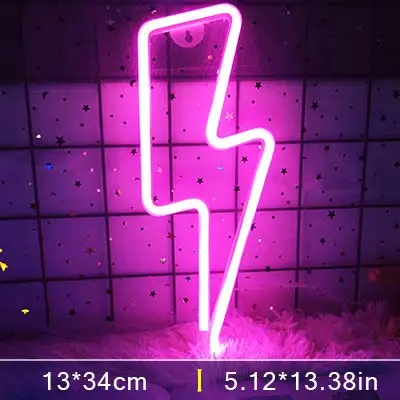 Neon Lightning Bolt LED Sign - USB-Powered Decorative Wall Light