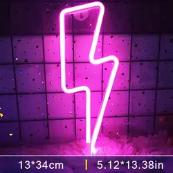 Neon Lightning Bolt LED Sign - USB - Powered Decorative Wall Light (Lightning - Pink)