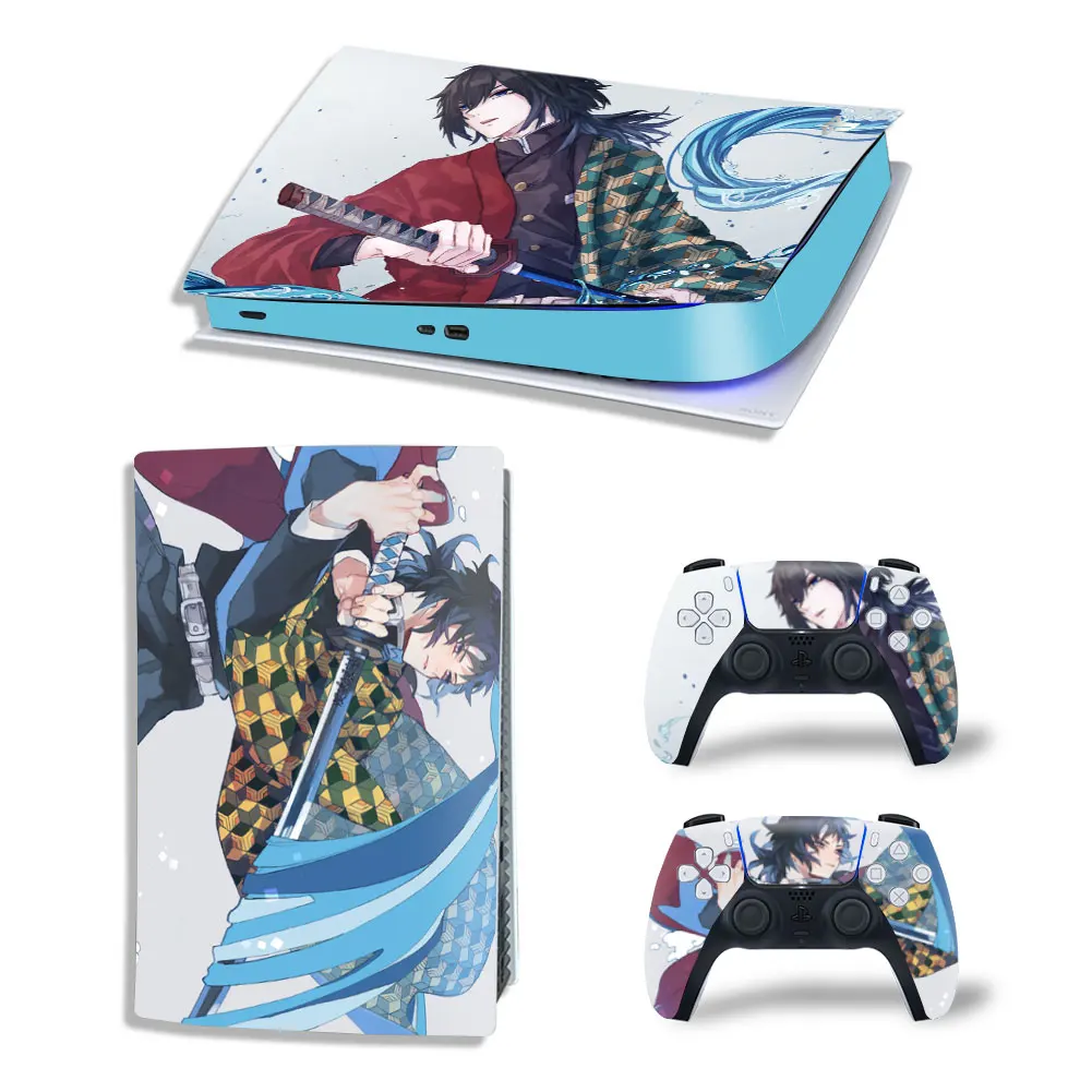 Demon Slayer Tanjiro PS5 Digital Edition Skin Decal Cover for PlayStation 5 Console and 2 Controllers PS5 Skin Sticker Vinyl 
