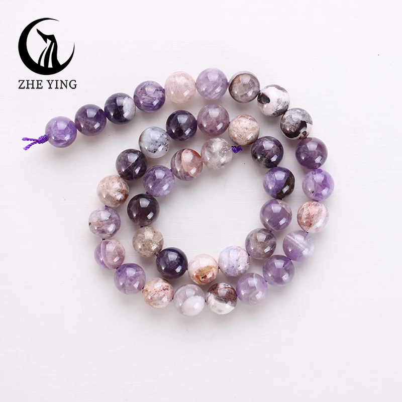 Zhe Ying Natural Chevron Amethyst Stone Beads Loose Natural Round Gemstone Beads for Jewelry Making DIY Accessories 15'' loose stone beads