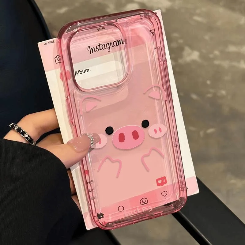 Adorable Pink Pig Clear Soft Silicone Protective Phone Case