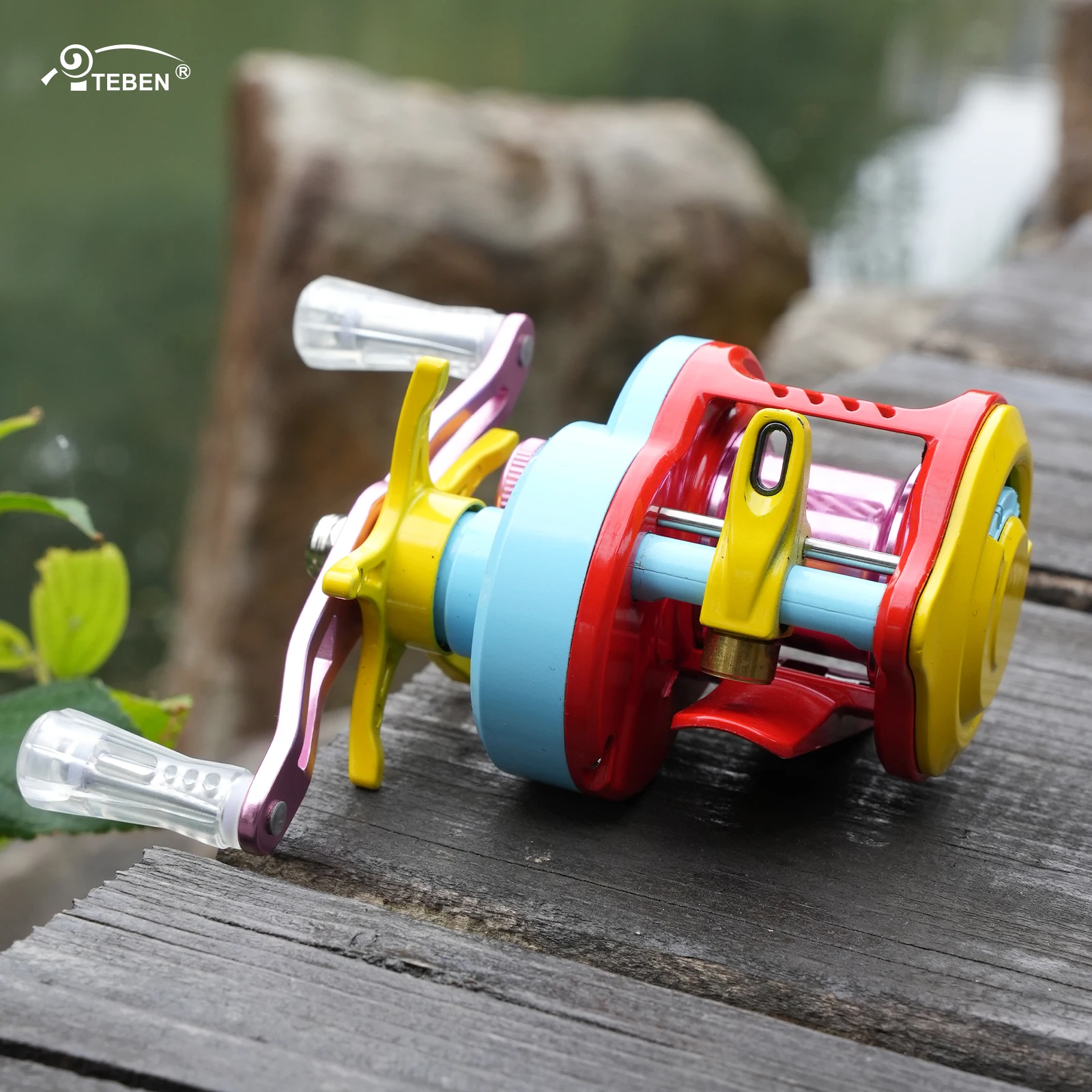 TEBEN Farbenfrohe Baitcasting-Angelrolle 7,2:1 Hochgeschwindigkeits-Übersetzung 5+1 Metall-Doppeldichtungslager 5kg Max Bremskraft Neues Bremsystem – Detail 2