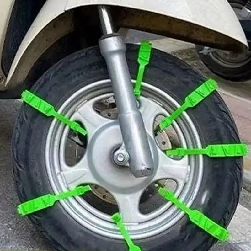 Snow Tire Chain for Motorcycle 10X Non-Slip Cable Ties Winter Tire Straps Security Chains for Winter Driving and Muddy Road ﻿