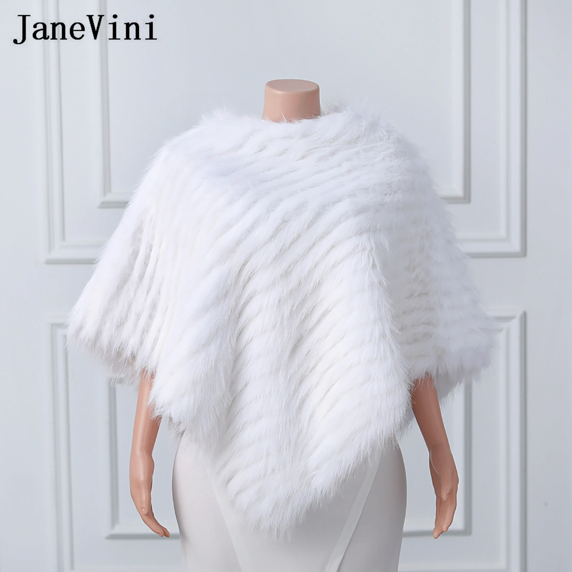 Janevini 2024 Inverno Bianco Pelliccia Mantello Da Sposa Bolero Femme Chale Fourrure Blu Abito Da Sera Da Sposa Scialle Donna Mantello Shtappeti Avvol