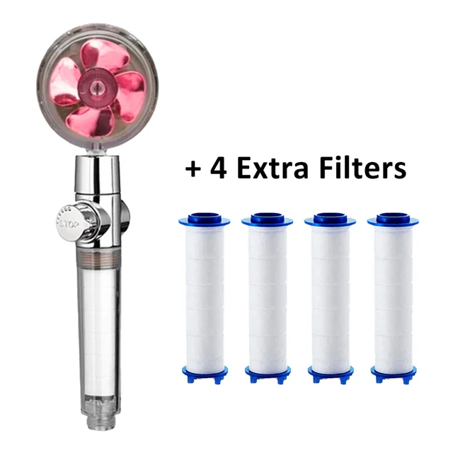 Propeller Shower Head High Pressure Set 360 Rotate With1 Free Water Filter Golden Fan Turbocharge Pure Rainfall Helix Eco Shower R Extra Filter