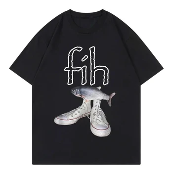 New Style Fih Shoes Graphic T Shirts Funny Misspelled Fish Meme T-shirtsWomen Casual Fashion Short Sleeve T-shirt 1