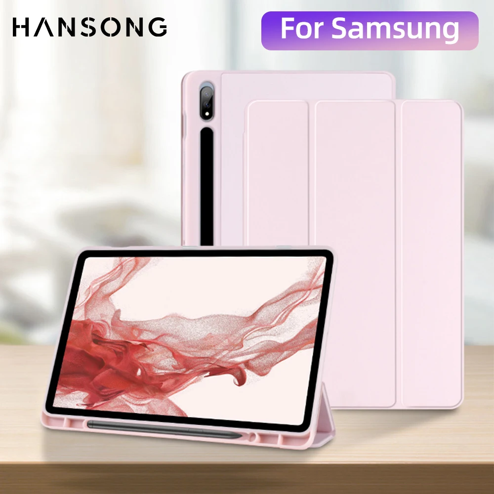 para Samsung Galaxy Tab Case para Tab s8 Ultra 14.6 s8 Plus s7 Mais fe 12.4 s7 s8 11 s6 Lite 10.4 com Caneta Slot Tablet Capa