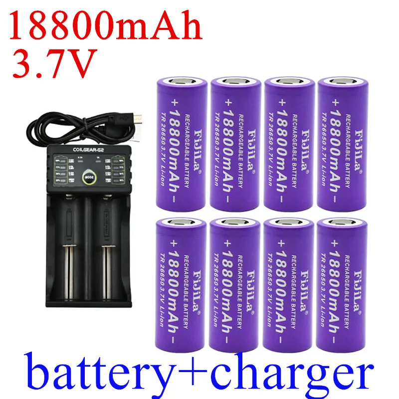 

Neue 3,7 V 18800 Batterie mAh Li-Ionen-Akku für LED-Taschenlampe Taschenlampe Li-Ionen-Akku Akku Ladegerät