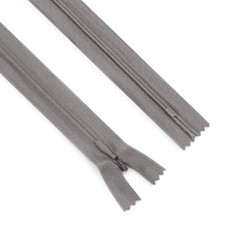 6 - Piece Set: Invisible Nylon Zippers with Lace Edge - Assorted Sizes - 60cm (Grey 004)
