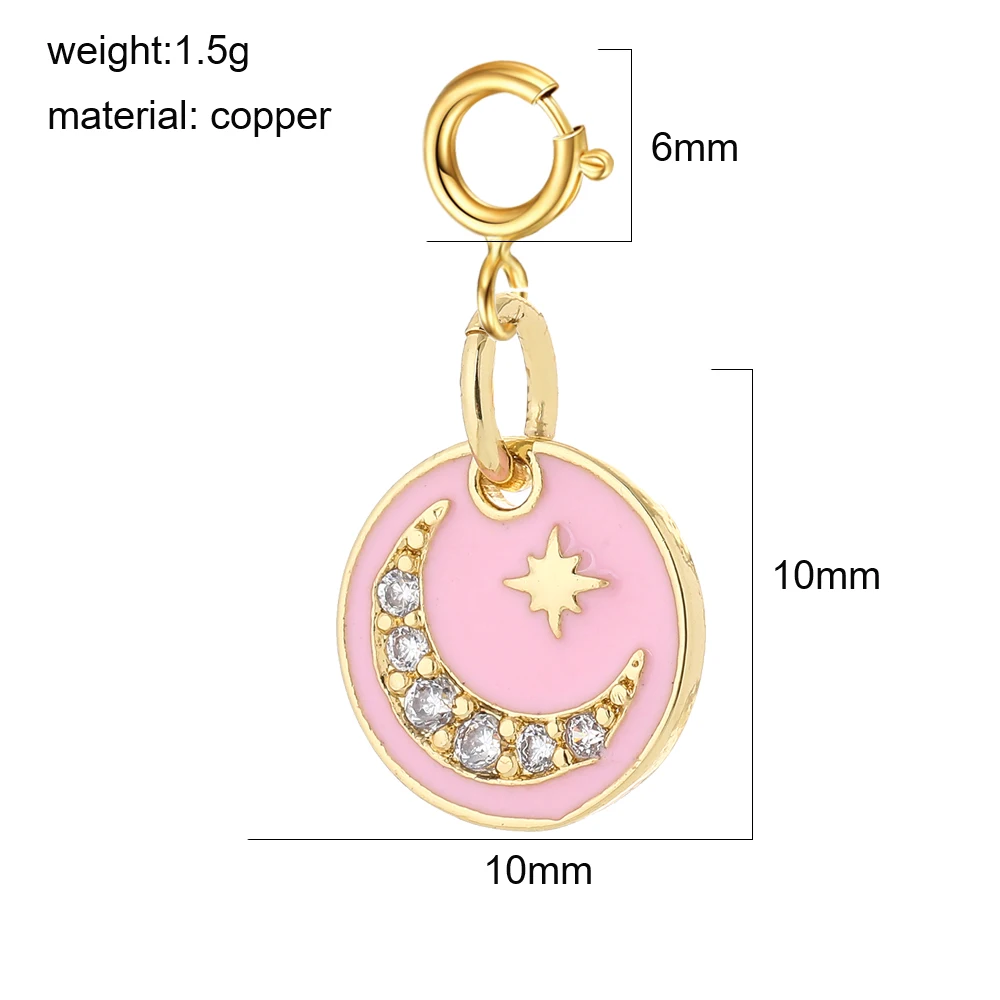 3 Stück rosa Y2K süße Emaille Charms Großhandel Herz Auge Stern Mond Getränk Eis Anhänger Karabinerhaken DIY Halskette Armband Schlüsselanhänger – Detail 7