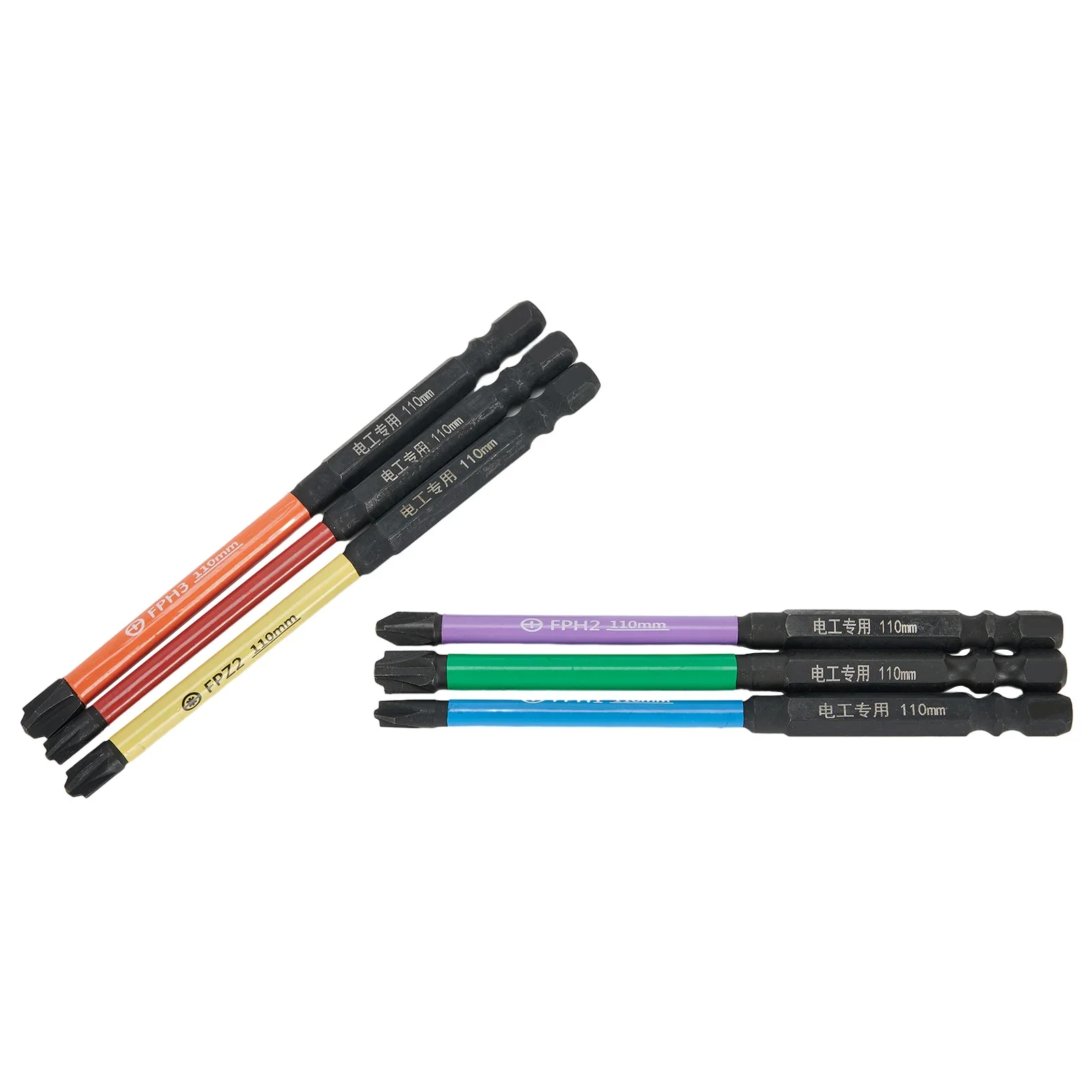 전기 드라이버 비트, 합금강 FPH1, FPH2, FPH3, FPZ1, FPZ2, FPZ3, 자석, 110mm, 4.33 인치 길이, 6 개/세트