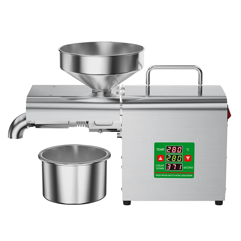 Electric Oil Press Machine,Cold/Hot Press for Home Use Automatic Oil Extractor for Peanut/Sesame/Sunflower Seeds,Stainless