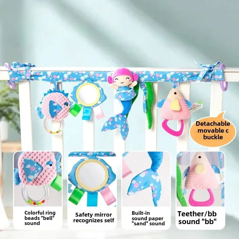 Newborn Baby Sensory Hanging Rattles Soft Early Learning Toys Kids Plush Stroller Infant Car Bed Crib with Teether for Toddlers 5