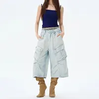 Women's Clothing Plus Size American Style Multi Pocket Denim Shorts Summer Oversize All-match Jeans for Women Y2k Loose Pants - Image 2