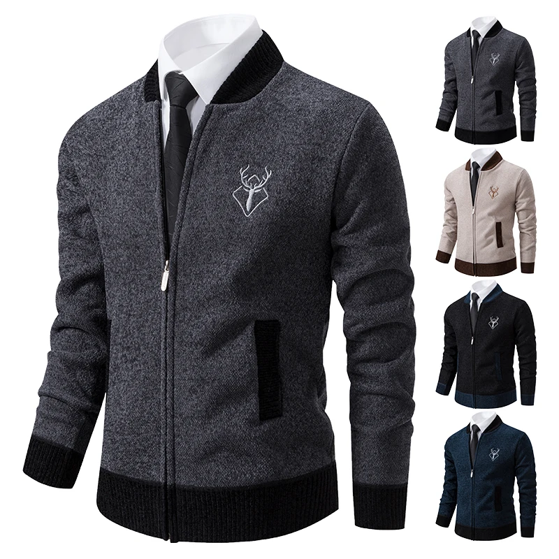 2023 chenille padded jacket men's winter warm trend knitted cardigan sweater coat 4