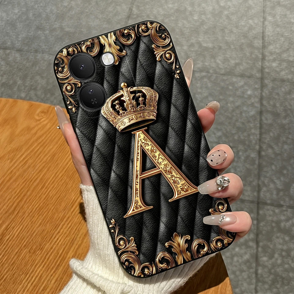 Luxury Crown Letters Pattern High-Quality Matte Silicone Shockproof Phone Case