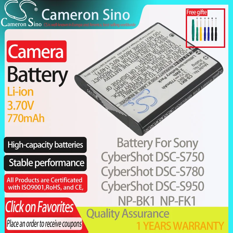 Batteria Cameronsino Per Sony Cybershot Dsc-S780 Dsc-S950 Dsc-S980 Dsc-S950/B Adatto Per Sony Np-Bk1 Batterie Per Fotocamere Digitali