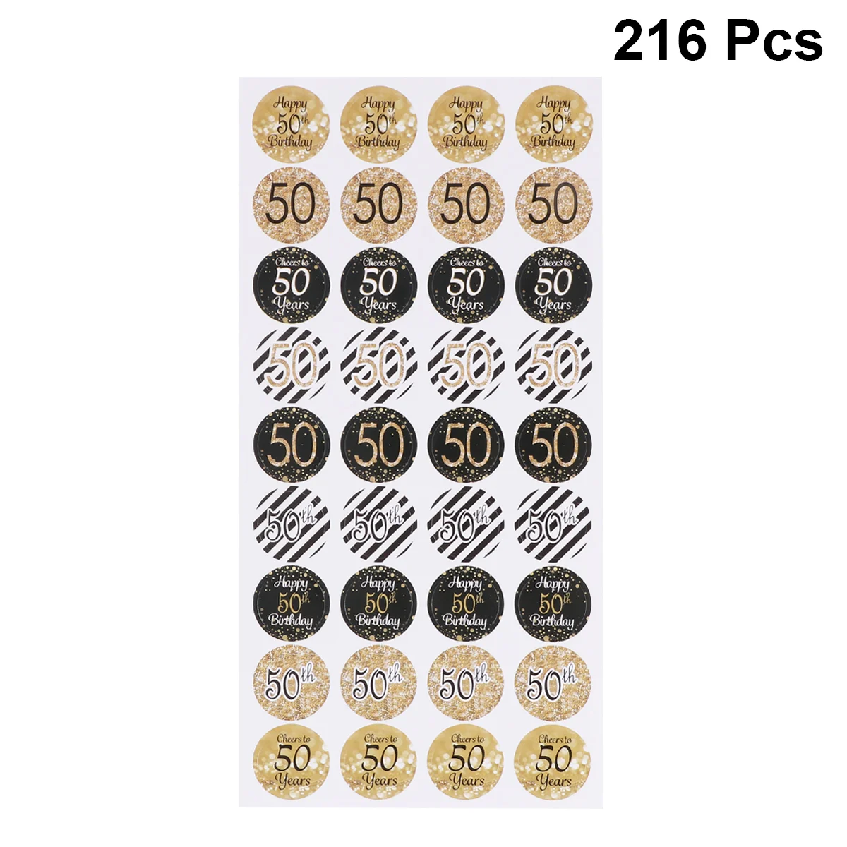 

216pcs 50th Birthday Decorative Sticker Adhesive Gift Decals Candy Sticker