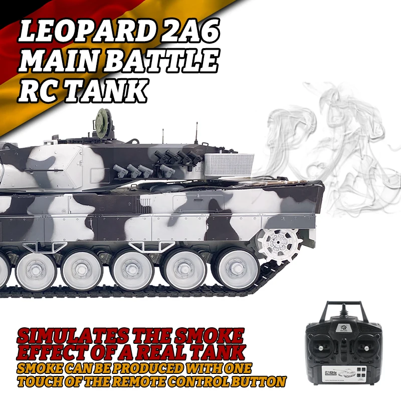 COOLBANK Henglong 3889-1 1/16 Scale German Leopard 2A6 Military Tank Model Battle RC Tank 2.4Ghz RC Tanks Hobby Gifts Customize 6