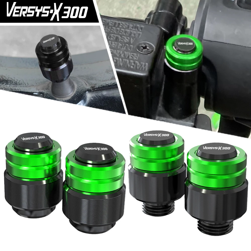 

For Kawasaki VERSYS-X300 Versys X300 ABS 2017-2023 Motorcycle Rearview Mirror Plug Hole Screw Cap & Tire Valve Stem Caps Cover