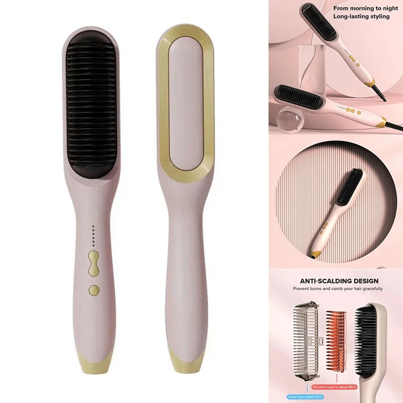 

Negative Ion Straightener Comb Hair Care Thermostatically Anti Scalding Straight And Curly Hair Styling Brush