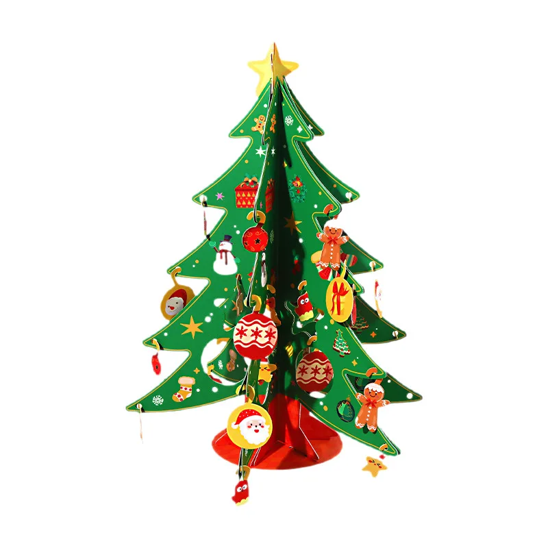 Festive 3D Paper Christmas Tree Craft Kit for Kids - Holiday Handmade Educational Toy Gift Set