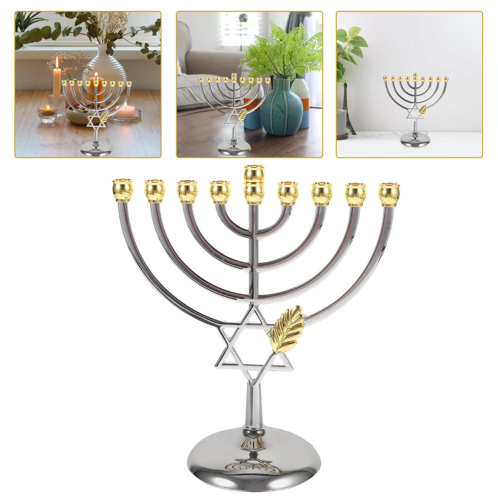 

Jewish Candle Holder Branch Candlestick Metal Candle Holder Party Ornament Jewish New Year Nine Headed Candlestick