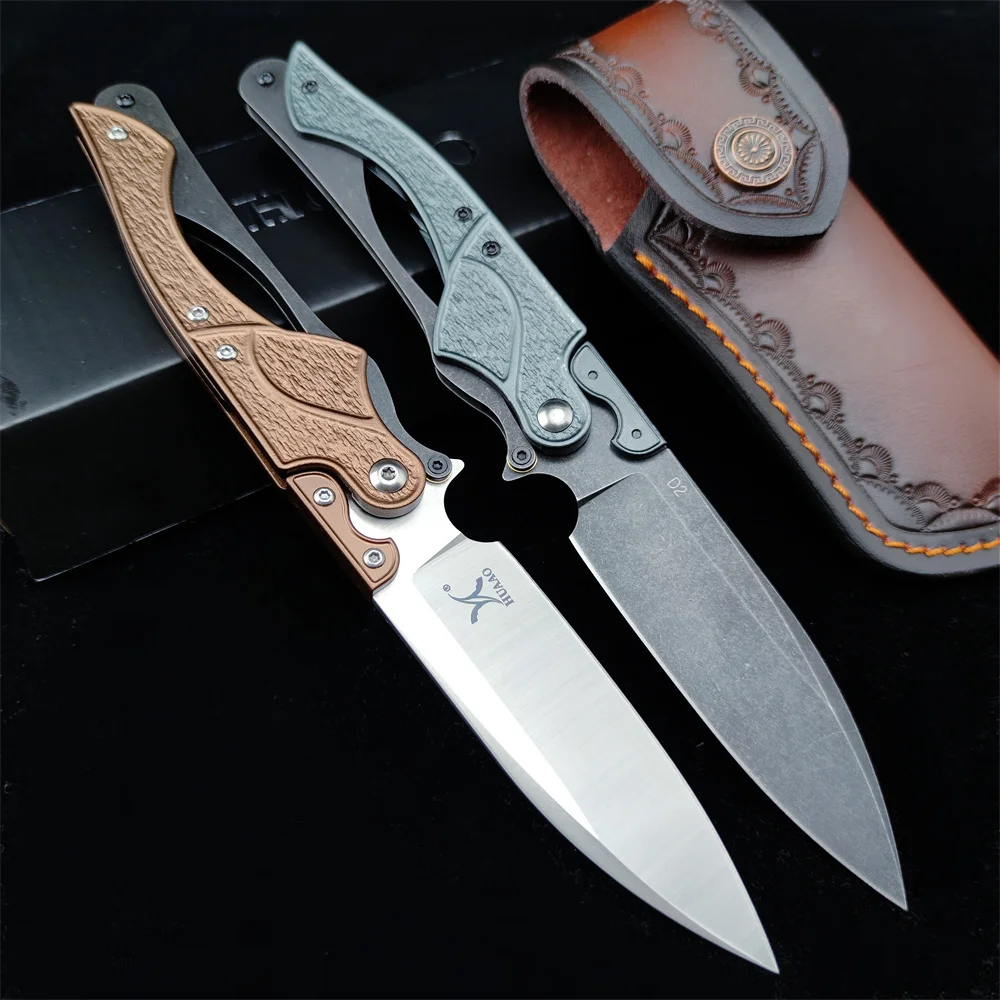 

HUAAO Bearing Tactical Folding Pocket Knife D2 Blade T6 Aluminum Handle Outdoor Camping Hunting Knives Survival EDC Multi Tool