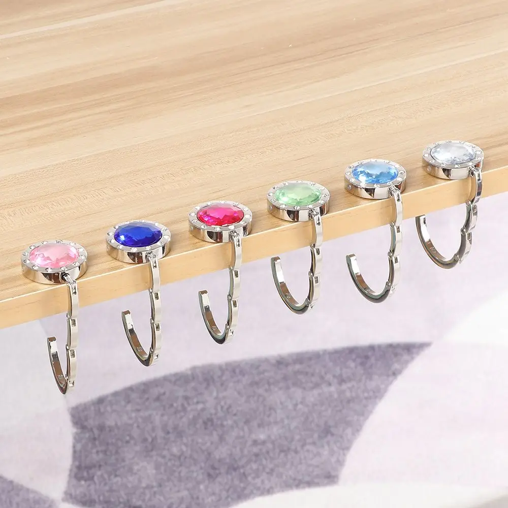 

3.4CM Travel Handbag Hanger Fshion Purse Hook Folding Metal Desk Hooks Portable Bag Holder Diamond Table Clasp